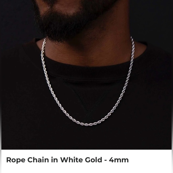 The GLD Shop 20” White Gold 4mm Rope Chain - Picture 1 of 5